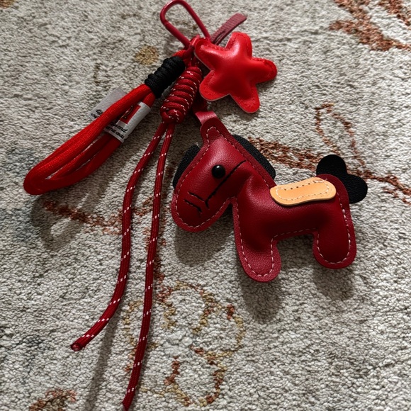 Red Vegan Leather Horse Bag Charm - Picture 2 of 2